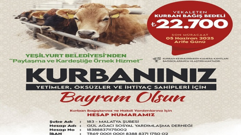 Yeşilyurt Belediyesi ‘Kurban Bağış’ Hizmetini Başlattı