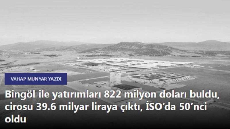 Bingöl İle Yatırımları 822 Milyon Doları Buldu