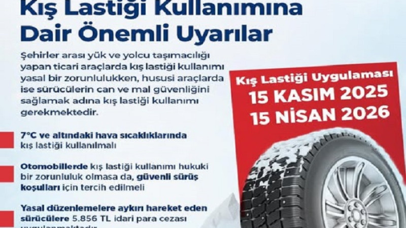 Kış Lastiği Kullanma Zorunluluğu 15 Kasım'da Başlıyor