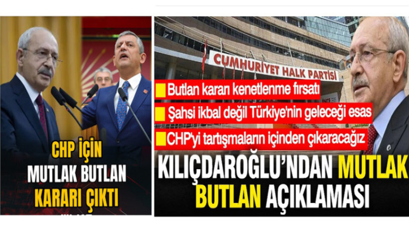 Kılıçdaroğlu; Mutlak Butlan Kararı Kenetlenme Fırsatı Olsun