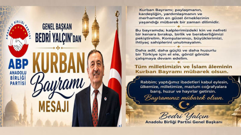 Başkan Bedri Yalçın, Kurban Bayramınız Kutlu Olsun