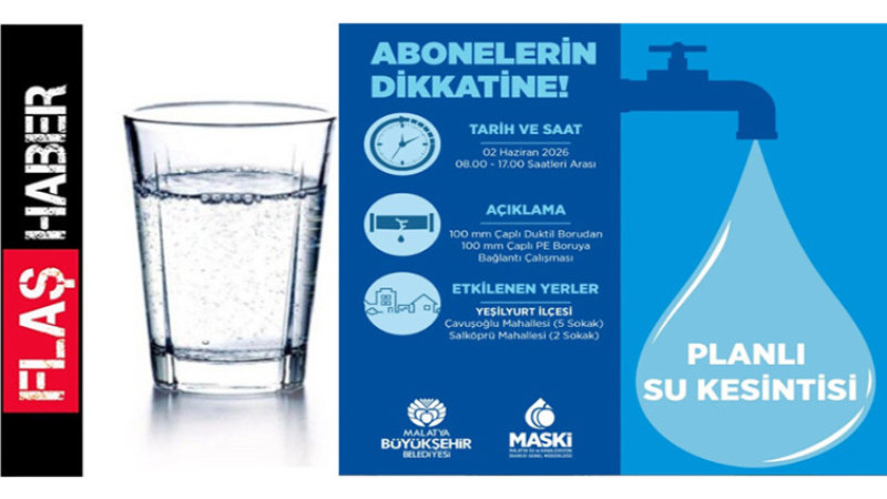 Yeşilyurt'ta 10 Saatlik Su Kesintisi! 2 Mahalle Susuz Kalacak!