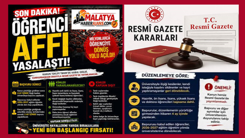 Öğrencilere Af Düzenlemesi Resmi Gazete'de Yayımlandı