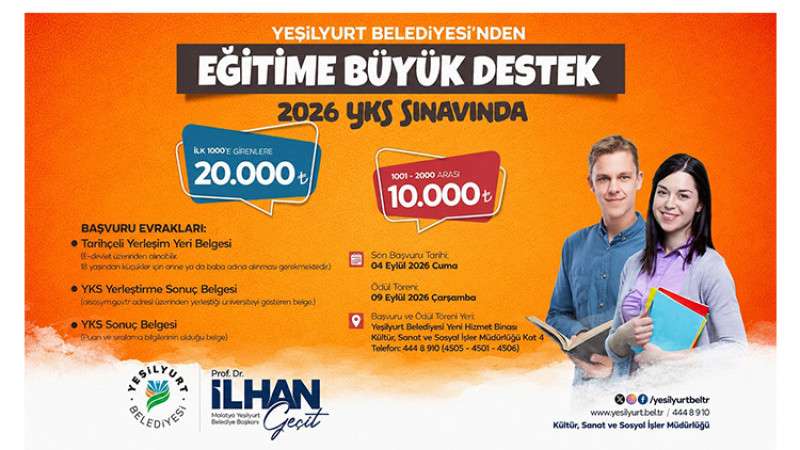 Yeşilyurt'tan Eğitime Destek! Son Başvurular 4 Eylül Cuma