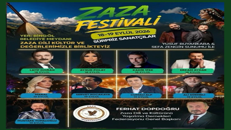 Zaza Festivali 18 - 19 Eylül'de Bingöl'de Düzenlenecek