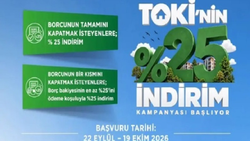 TOKİ Borcu Olanlara % 25 İndirim Müjdesi! Tarihler Belli Oldu